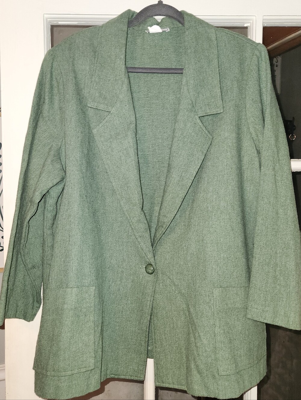 Vintage Main Street Classics Women’s B4 Sage Green Wool Blend Longline Blazer